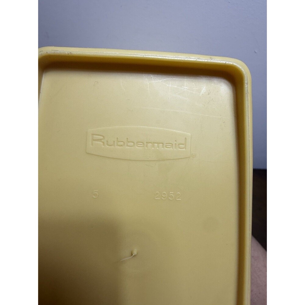 Vtg Rubbermaid Bathroom Waste Trash Can Harvest Gold Daisies 2952 5 MCM 70’s - Picture 7 of 11